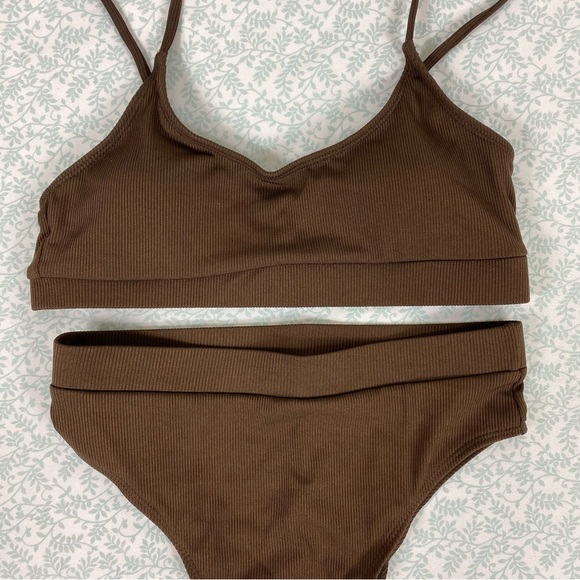 Matte Collection Brown Chocolate Ribbed Bikini Set. love it but didn’t fit - Picture 3 of 10